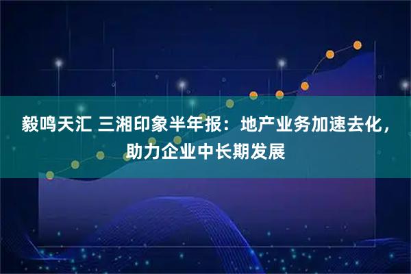 毅鸣天汇 三湘印象半年报：地产业务加速去化，助力企业中长期发展