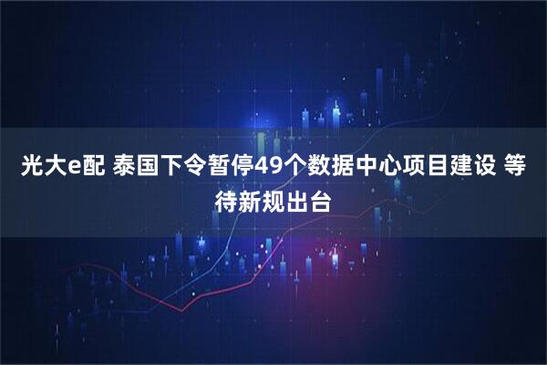 光大e配 泰国下令暂停49个数据中心项目建设 等待新规出台